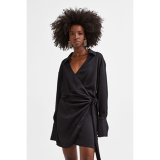 H&amp;M  Woman Satin crêpe wrapover shirt dress 1125212_1