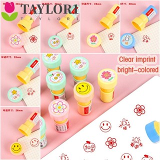 Taylor1 แสตมป์พลาสติก ทรงกลม ลายการ์ตูน สําหรับนักเรียน ครู วาดภาพ ตกแต่งอัลบั้ม DIY