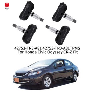 เซนเซอร์วัดความดันลมยางรถยนต์ TPMS อุปกรณ์เสริม สําหรับ Honda Civic Odyssey CR-Z Fit 42753-TR3-A81 42753-TR0-A81 4 ชิ้น