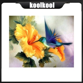 Kool ภาพวาดสีน้ํามันบนผ้าใบ รูปนก ดอกไม้ ไร้กรอบ สไตล์โมเดิร์น สําหรับตกแต่งผนังบ้าน DIY