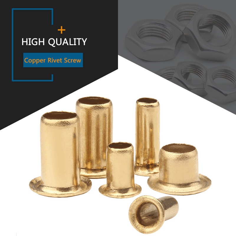 M0.9 M1.3 M1.5 M1.7 M2 M2.3 M2.5 ทองเหลืองตาไก่ Rivet Nut ทองแดง Hollow Grommet รู Rivets เส้นผ่านศูนย์กลาง 0.9 มม.-6 มม.มิลลิเมตร Bolt ความยาว 2.5 มม.-10 มม.มิลลิเมตร - รูปที่ 2