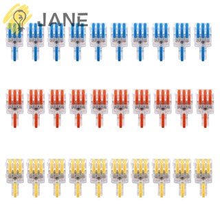 Jane ชุดตัวเชื่อมต่อสายไฟ น็อต 3 พอร์ต หลากสี ทนทาน 28-12 AWG 30 ชิ้น