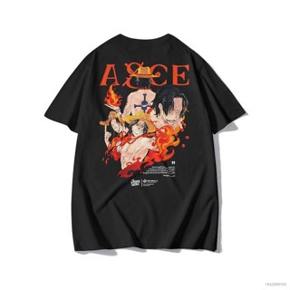 เสื้อยืดแขนสั้นเสื้อยืดแขนสั้นลําลอง พิมพ์ลายกราฟฟิค ONE PIECE Portgas D Ace ทรงหลวม แฟชั่นสําหรับผู้ชาย และผู้หญิงS-5XL