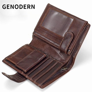 Genodern กระเป๋าสตางค์ ใบสั้น หนังวัวแท้ สไตล์วินเทจ สําหรับ…