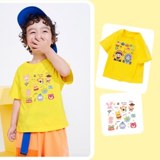 เสื้อยืดแขนสั้น พิมพ์ลาย Toy Story Winnie The Pooh สีเหลือง แฟชั่นสําหรับเด็ก 5 แบบ