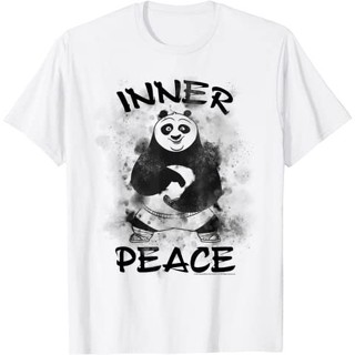 เสื้อยืดแขนสั้น ผ้าฝ้าย 100% พิมพ์ลาย Kung Fu Panda Po Inner Peace สีน้ํา แฟชั่นสําหรับผู้ชาย และผู้หญิง