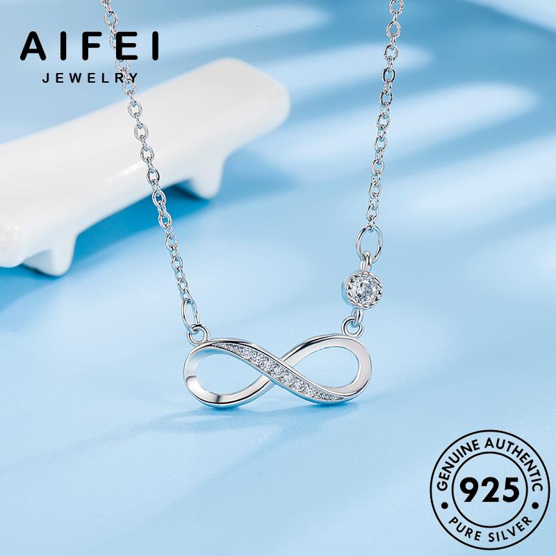 AIFEI JEWELRY ต้นฉบับ ผู้หญิง แท้ Silver ความรักที่ไม่มีที่สิ้นสุดแฟชั่น 925 เกาหลี มอยส์ซาไนท์ไดมอนด์ เงิน แฟชั่น สร้อยคอ เครื่องประดับ จี้ เครื่องประดับ N42