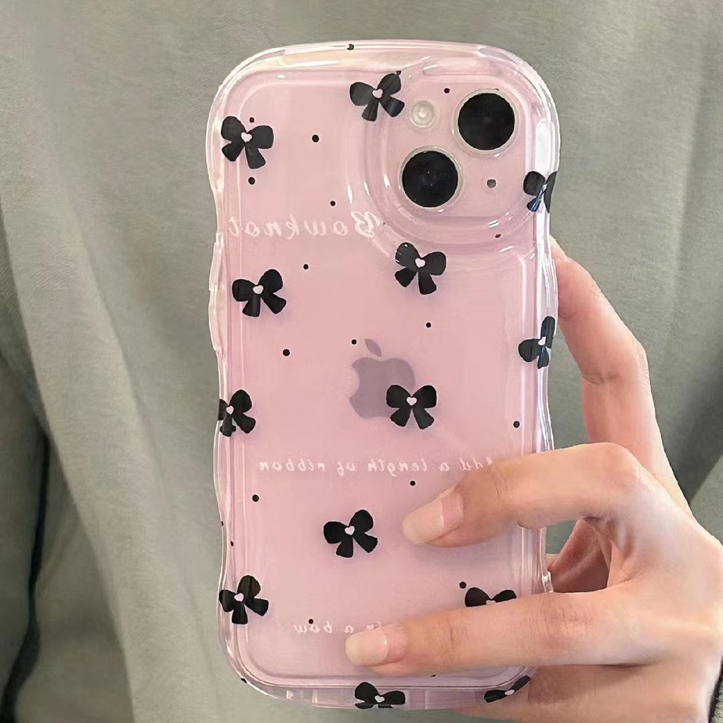 เคสโทรศัพท์มือถือนิ่ม กันตก ป้องกัน ประดับโบว์ สไตล์เกาหลี สําหรับ iPhone 7 8 Plus X XR XS Max 11 12 13 14 15 Pro Max SE2020