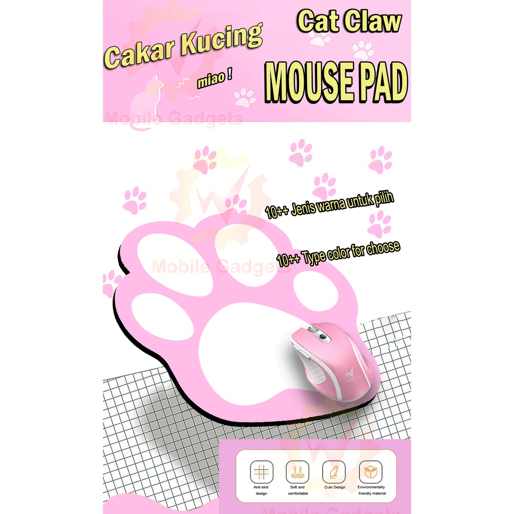 CUTE Cat mousepad cakar Kucing MOusepad Paw Mouse Pad Non Slip Sponge Soft สบาย MousePad