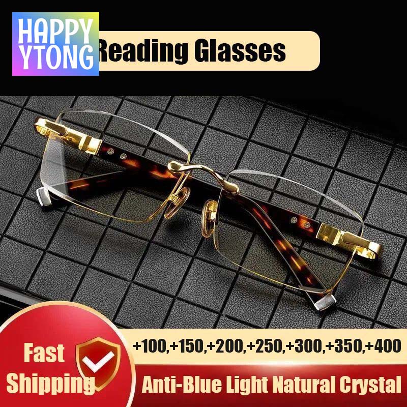 Limited Luxury Diamond Cut-edges แว่นตาไร้ขอบ High Clear Presbyopic Eye แว่นตาแว่นอ่านหนังสือ +1.0 ถึง +4.0