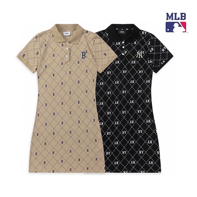สินค้าพร้อมส่ง ! ชุดเดรส แขนสั้น พิมพ์ลายโลโก้ MLB สไตล์คลาสสิก แฟชั่นฤดูร้อน สําหรับผู้หญิง 2023