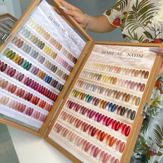 Nns NNS ชุดกล่องเครื่องประดับ กาวยาทาเล็บ สไตล์ใหม่ น้ําแข็งใส 56 สี สินค้าใหม่ บอร์ดสองสี ร้านขายเล็บ เฉพาะ พืช กาวทาเล็บ