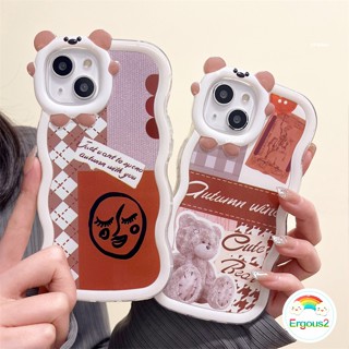 เคสโทรศัพท์มือถือ ซิลิโคนนิ่ม กันกระแทก ลายตาราง เลนซ์ลิตเติ้ลมอนสเตอร์ สไตล์เรโทร สําหรับ iPhone 14 13 12 11 Pro Max X Xr Xs Max 7 8 6 6s Plus SE