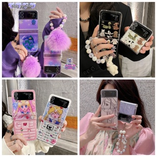 เคสป้องกันโทรศัพท์มือถือ ลายผีเสื้อ พร้อมสายโซ่คล้อง สีสันสดใส สําหรับ Samsung Galaxy Z Flip4 Z Flip3 Z Flip4 Z Flip3