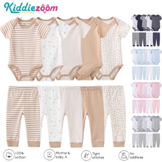 Kiddiezoom ใหม่ ชุดเสื้อผ้าเด็กแรกเกิด ผ้าฝ้าย 100% ลายทาง ลําลอง เป็นกลาง สําหรับเด็กผู้ชาย และผู้หญิง 0-12 เดือน 9 10 ชิ้น