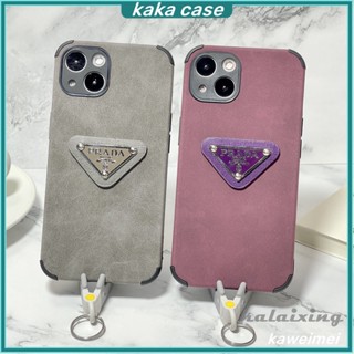 เคสโทรศัพท์มือถือหนังนิ่ม ขอบตรง ลายโลโก้ Prada สําหรับ iPhone 14Plus 14 13 12 11 Pro Max 12 13 Mini Xs Max Xr X Xs 6 7 8 Plus