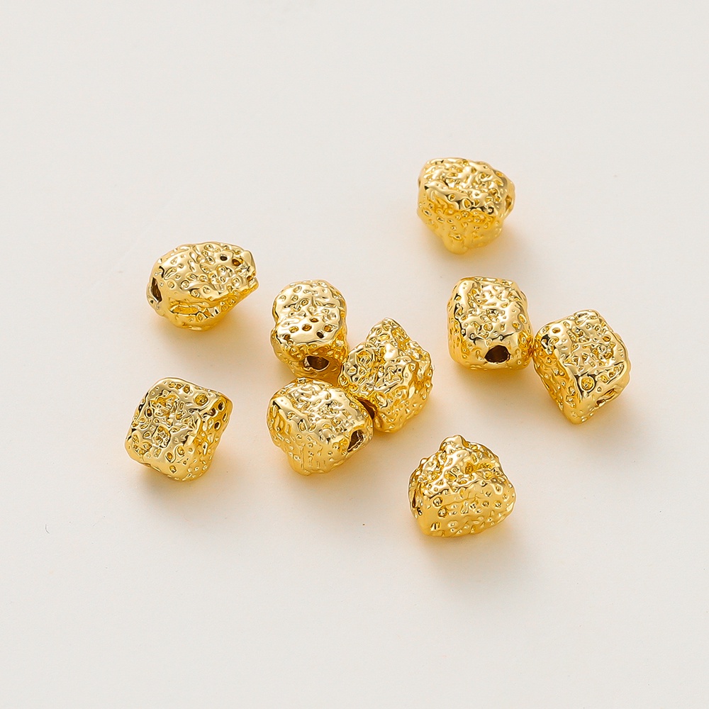 10ชิ้น ลูกปัดเหลี่ยมคั่น ชุบทองแท้ 18K 5x5x7มม กันสีไม่ลอกไม่ดำ ปราศจากนิกเกิล อะไหล่ DIY ทำสร้อยคอ ข้อมือ