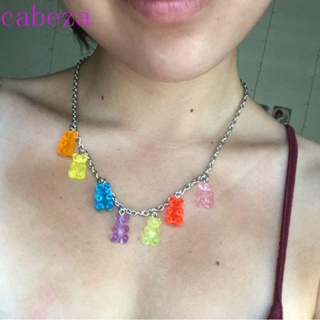 Cabeza สร้อยคอ จี้หมีน่ารัก แฮนด์เมด สีแคนดี้ หลากสี เครื่องประดับแฟชั่น สําหรับผู้หญิง