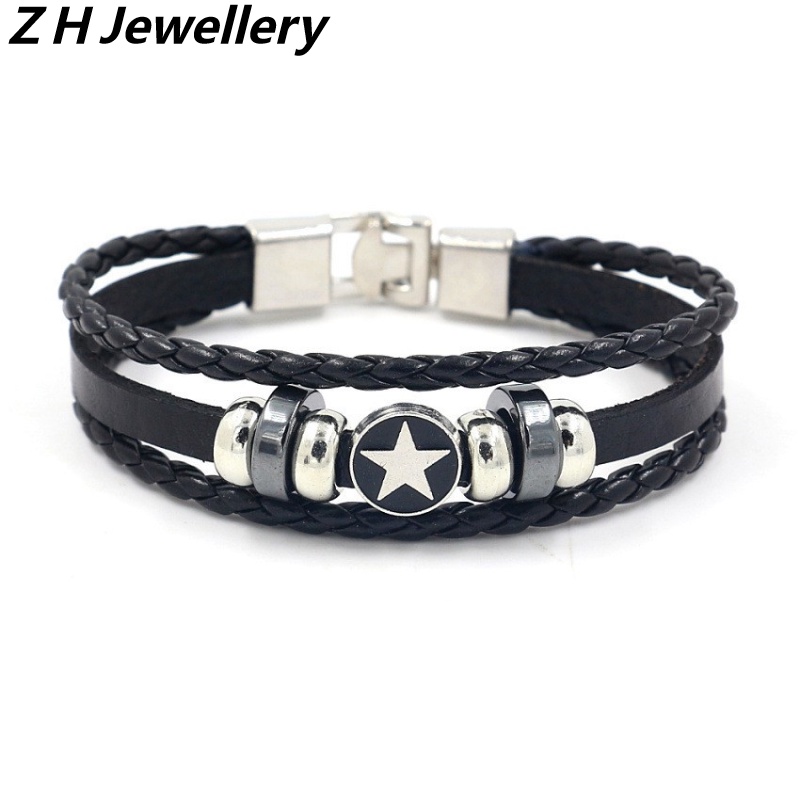 [Z H Jewelry] วินเทจ ร็อคสตาร์ หมุดย้ํา หนัง สร้อยข้อมือ ผู้ชายและผู้หญิง แฟชั่น สเตนเลส หลายชั้น ลูกปัด PU สร้อยข้อมือ พังก์ ปาร์ตี้ เครื่องประดับ อุปกรณ์เสริม