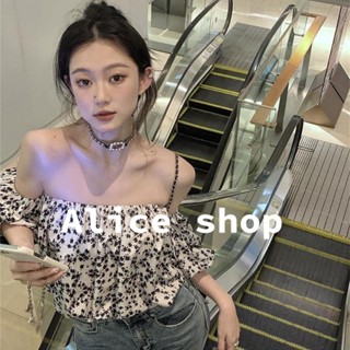 Alice  เสื้อเปิดไหล่ เสื้อสายเดี่ยวลูกไม้ ทะเลเสื้อผ้าแฟชั่นผู้หญิง  Trendy fashion สวย ins A22K003 36Z230909