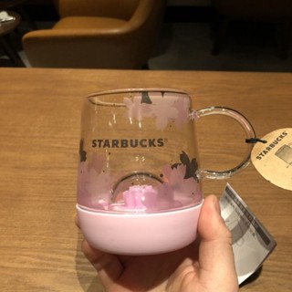 Starbucks 2019 Limited Edition แก้วกาแฟตั้งโต๊ะ ลายเชอร์รี่ มีไฟ LED สีชมพู 355 มล.