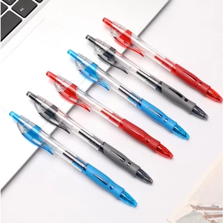 S0122 ปากกา หมึกเจล แบบกด มี3สี เขียนลื่น จับถนัดมือ มาใหม่ ด้ามใส มีกริป ปากกาลูกลื่น
