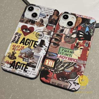 For เคสไอโฟน 14 Pro Max [Retro Oil Painting] เคส Phone Case For iPhone 14 Pro Max Plus 13 12 Mini 11 For เคสไอโฟน11 Ins Korean Style Retro Classic Couple Shockproof Protective TPU Cover Shell