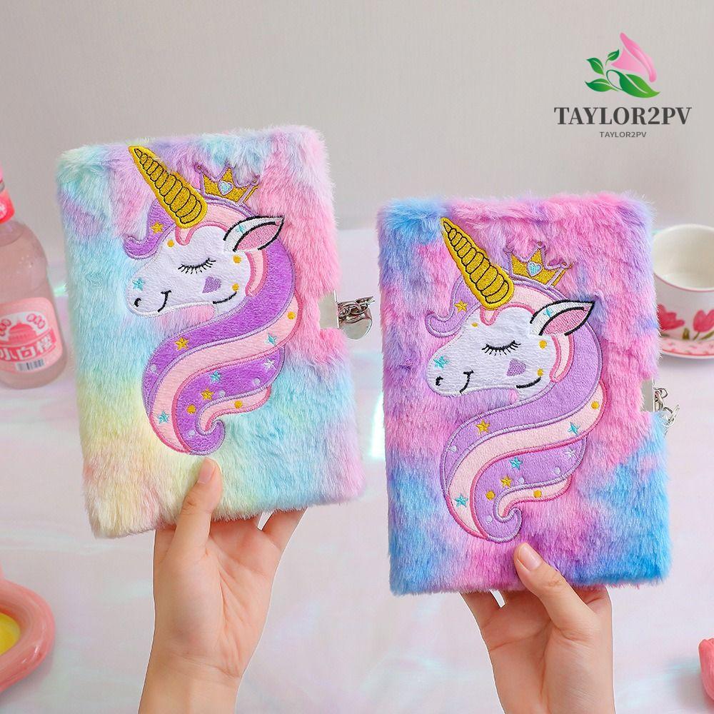 Taylor2pv สมุดโน้ตไดอารี่ แพลนเนอร์ ผ้ากํามะหยี่ขนนิ่ม ลายยูนิคอร์น เครื่องเขียน สําหรับสํานักงาน โรงเรียน