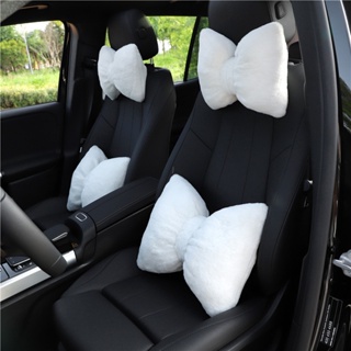 Rabbit Plush Bow Automotive Headrest Winter Warm Car Neck Pillow Pillow Soft Warm Comfortable Car Interior Design Supplies Car Universal Car headrests Waist Pillow  Car interior accessories