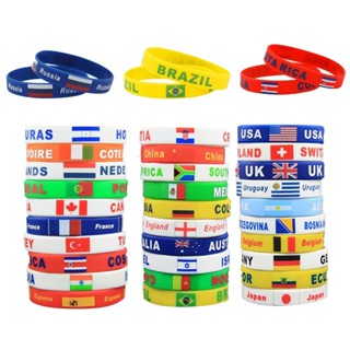 2018 World Cup Wristband Fans สร้อยข้อมือซิลิโคนแฟชั่นฟิตเนสกีฬา Band รูปแบบธงยืดหยุ่น ID สายรัดข้อมือ