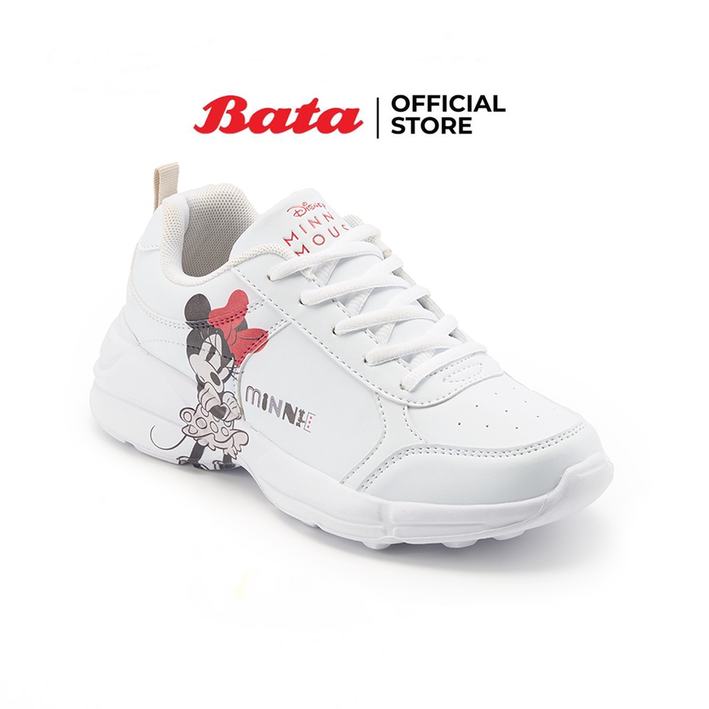 Bata บาจา North Star รองเท้าผ้าใบสนีกเกอร์ สกรีนลายการ์ตูนมินนี่น่ารัก สำหรับเด็กผู้หญิง สีขาว รหัส 4211144