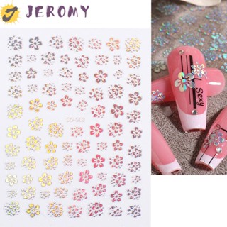 Jeromy สติกเกอร์ฟอยล์โฮโลแกรม ลายดอกไม้ 3D DIY สําหรับติดตกแต่งเล็บ