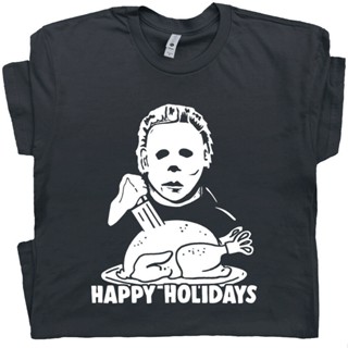 【Hot】เสื้อยืด พิมพ์ลาย Michael Myers แนวตลก เหมาะกับเทศกาลคริสต์มาส สําหรับวันขอบคุณพระเจ้า