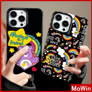 Mowin - เข้ากันได้สำหรับ เคสไอโฟน เคสไอโฟน11 เคส iphone 11 สำหรับ iPhone 14 Pro Max เคส iPhone สีดำเงา TPU เคสอ่อนกันกระแทกป้องกันกล้องหมีสายรุ้งน่ารักเข้ากันได้กับ iPhone 13 Pro max 12 Pro Max 11 xr xs max 7Plus 8Plus