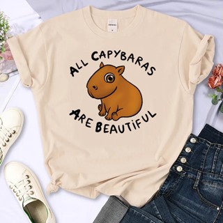 Capybara Tee ผู้หญิง ญี่ปุ่น ฮาราจูกุ Tee หญิง ออกแบบ เสื้อผ้ามังงะ