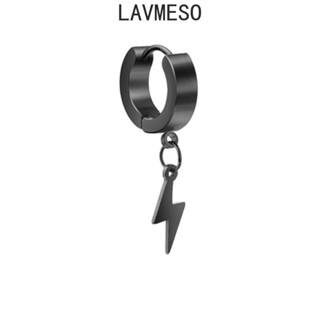 Lavmeso (สินค้าชิ้นเดียว) จี้ฟ้าผ่า เหล็กไทเทเนียม ต่างหู ไม่เจาะ ผู้ชาย ผู้หญิง ของขวัญ