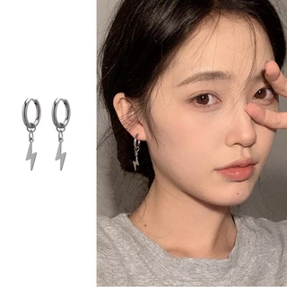 Roselife ต่างหูห่วงเงิน S925 จี้รูปดาว ประดับเพทาย เครื่องประดับ สําหรับผู้หญิง