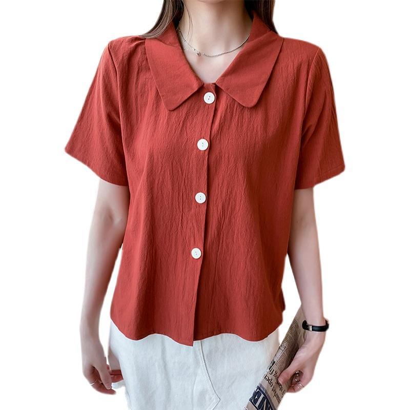 จัดส่งจากประเทศไทย เสื้อเชิ้ต คอกลม แขนสั้น เสื้อเชิ้ตสีทึบ เสื้อผ้า ...