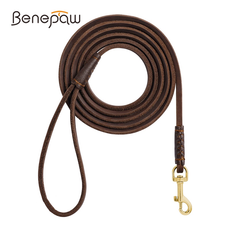Benepaw สายจูงสุนัข หนังวัวแท้ น้ําหนักเบา จับสบาย รับน้ําหนักได้ 10 กก. 22 ปอนด์