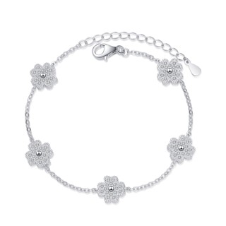 Full Moissanite Diamond Four Leaf Clover Bracelet Lucky Bracelet