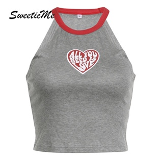 Sweeticme เสื้อกล้ามลําลอง คอกลม เข้ารูป สีตัดกัน แฟชั่นใหม่ สําหรับสตรี 2023