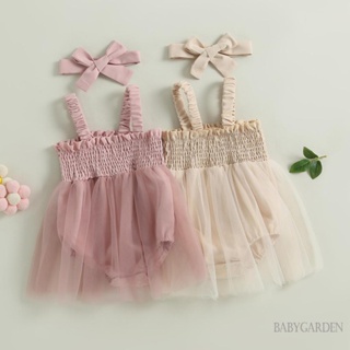 Babygarden-0-24 เดือน ชุดรอมเปอร์ แขนกุด พร้อมที่คาดผม แฟชั่นฤดูร้อน สําหรับเด็กผู้หญิง