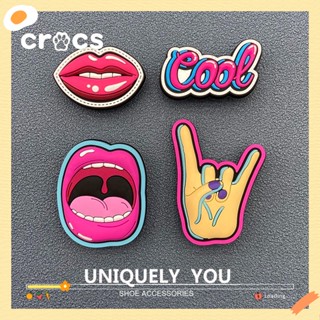 Crocs jibbitz หัวเข็มขัด รูปดอกไม้ สีแดง แฟชั่นสไตล์เกาหลี สําหรับตกแต่งรองเท้า