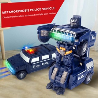  Electric universal deformation Hummer robot toy, police car toy, with lighting and music, childrens toy gift