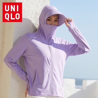 Uniqlo เสื้อแจ็กเก็ต กันลม มีฮู้ด ป้องกันแดด แฟชั่น สําหรับผู้หญิง