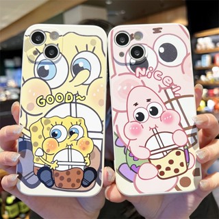 Straight Edge Casing Infinix NOTE 30 30i 12 G96 11 Pro 10 Smart 6 5 2020 HOT 20 4G 5G 20i 20S 10 Lite 11S NFC Play 10i 9 Couple Spongebob And Patrick Star Soft Phone Fine Hole Case MDD 47