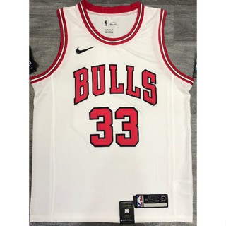 เสื้อกีฬาบาสเก็ตบอล ลายทีม Motion nba Chicago Bulls No. 33 สีขาว 366320