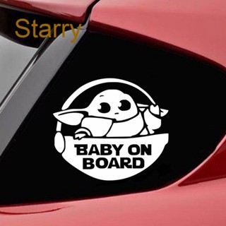 สติกเกอร์ไวนิล ลาย Baby On Board Baby Yoda สําหรับตกแต่งหน้าต่างรถยนต์