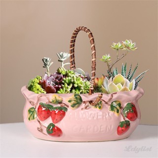 ღ Creative Succulent Plant หม้อสตรอเบอร์รี่แตงโมตะกร้าขนาดใหญ่เครื่องปั้นดินเผา Breathable เซรามิคดอกไม้หม้อ Bonsai หม้อตกแต่งบ้าน