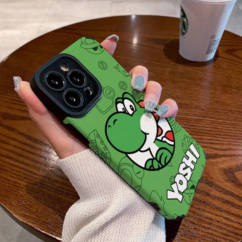 เคสโทรศัพท์มือถือหนังนิ่ม ลายการ์ตูนไดโนเสาร์จิ๋ว สีเขียว สําหรับ IPhone 6S 7 Plus 8 Plus X XS XR XS Max 11 13 12 14 PRO Max 14 Plus 12 13 mINI SE